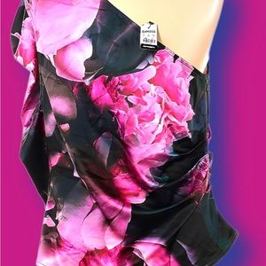 Express Pink and Black Floral Blouse